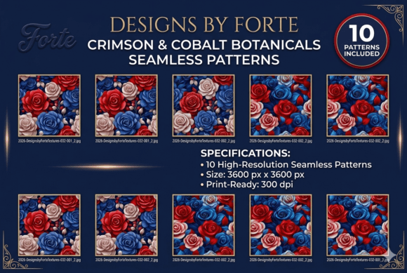 10 Crimson Cobalt Floral Patterns
