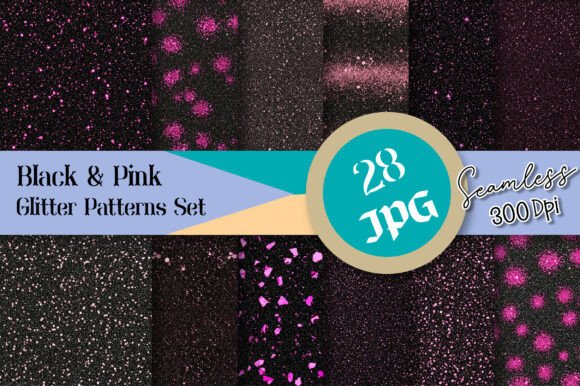 Black Pink Glitter Seamless Patterns