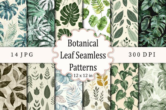 Botanical Leaf Seamless Patterns