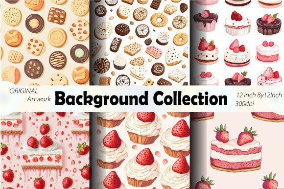 Cake Food Lychee Seamless Patterns