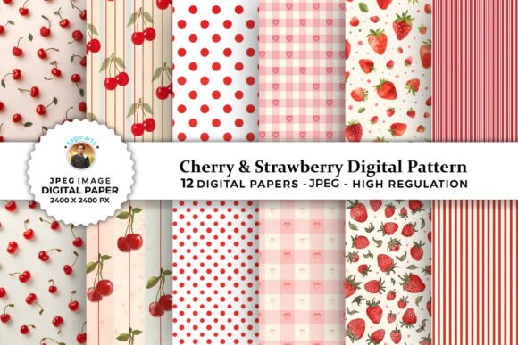 Cherry Strawberry Digital Patterns: A Versatile Addition to Your Creative Projects
