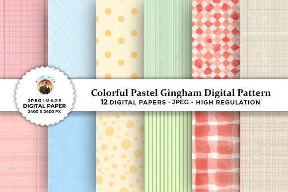 Colorful Pastel Gingham Digital Patterns: A Versatile Design for Creative Projects