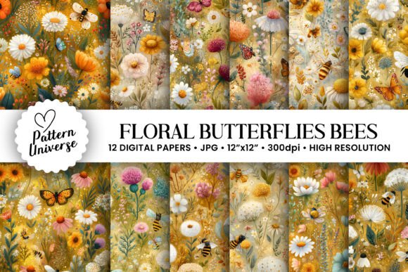 Floral Butterflies and Bees Patterns for Creative Projects