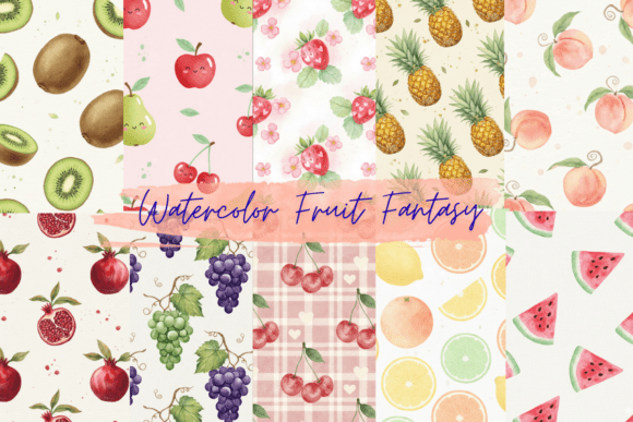 Fruit Fantasy Seamless Patterns and Watercolor Fruit Seamless Patterns – A Juicy Design Delight