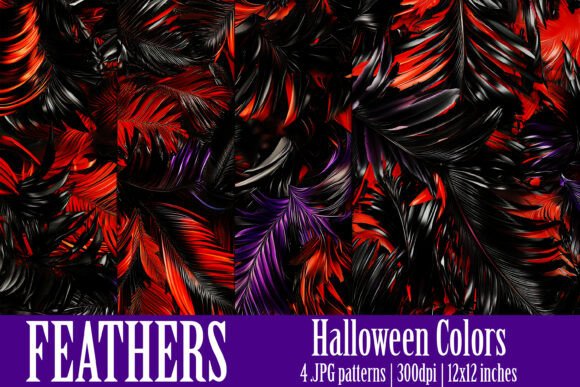 Halloween Colors Feather Patterns, S4