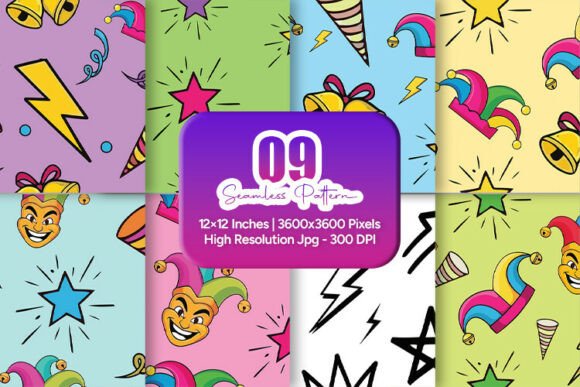 Joker Carnival Seamless Patterns Pack