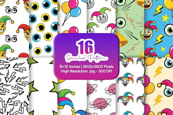 Joker Comic Seamless Patterns Bundle