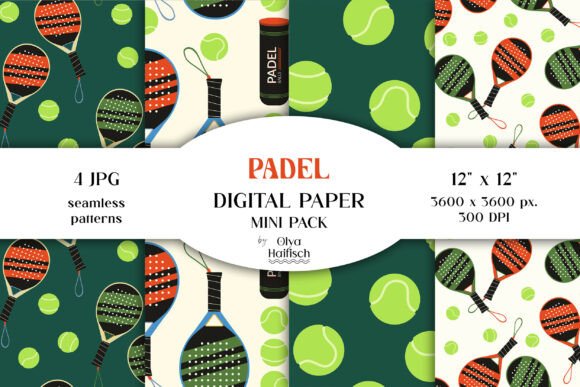 Padel Sports Game Seamless Patterns for Creative Designers