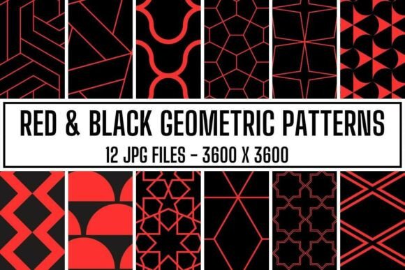 Red Black Geometric Patterns for Creative Projects