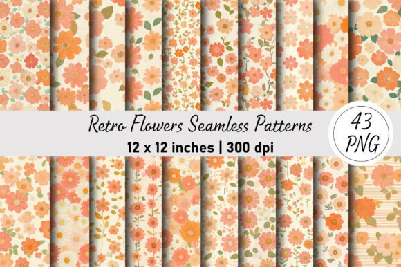 Retro Flowers Seamless Patterns Bundle: A Versatile Digital Resource for Creative Projects