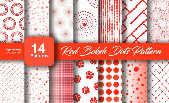 Seamless Red Bokeh Dots Patterns Bundle