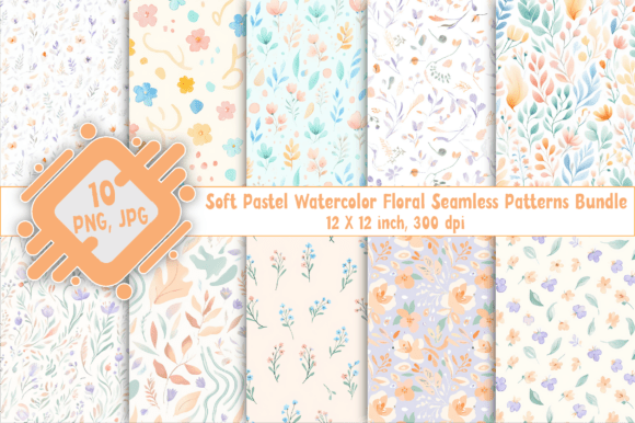 Soft Pastel Watercolor Floral Patterns for Creative Projects