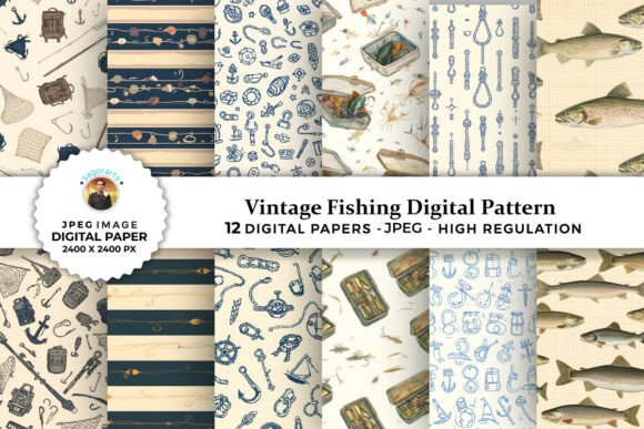 Vintage Fishing Digital Patterns: A Timeless Design Resource for Modern Creators