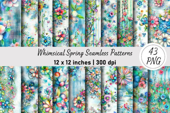 Whimsical Spring Seamless Patterns